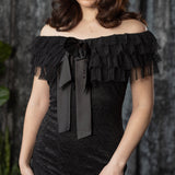 WILHELMINA - Off the Shoulder Lace Ruffle Dress