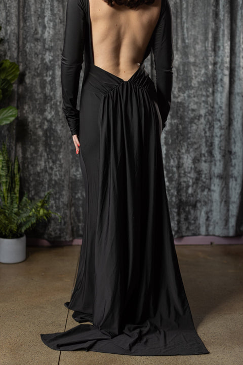 HELENA - Open Back Maxi Dress with Train