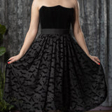 The Draven Full Skirt  - Flocked Velvet Bats