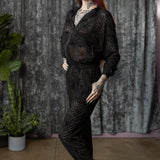 The Sinful Set - WEBS - Sheer Velvet Flocked Track Jacket & Jogger Separates