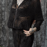 The Sinful Set - WEBS - Sheer Velvet Flocked Track Jacket & Jogger Separates