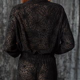 The Sinful Set - WEBS - Sheer Velvet Flocked Track Jacket & Jogger Separates