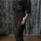 The Sinful Set - BATS - Sheer Velvet Flocked Track Jacket & Jogger Separates