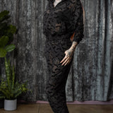 The Sinful Set - BATS - Sheer Velvet Flocked Track Jacket & Jogger Separates