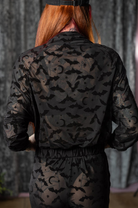 The Sinful Set - BATS - Sheer Velvet Flocked Track Jacket & Jogger Separates