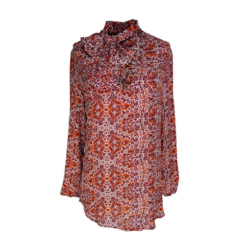 Anjelica Tie Front Blouse in Willoughby Pulse