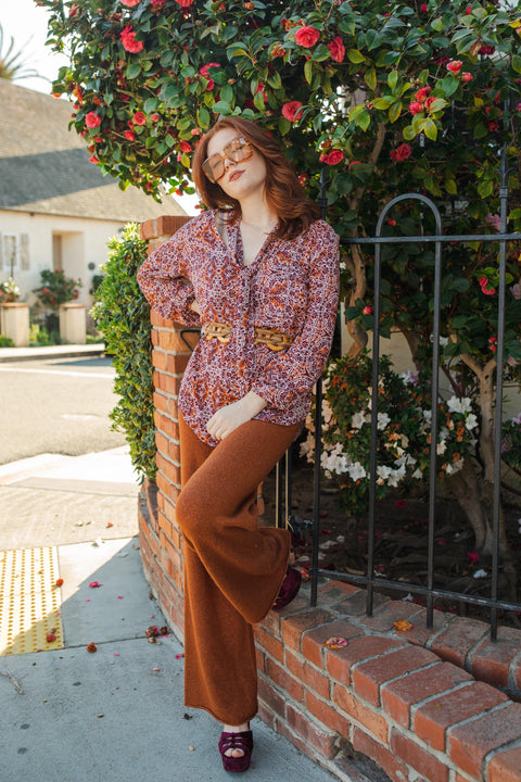 Anjelica Tie Front Blouse in Willoughby Pulse