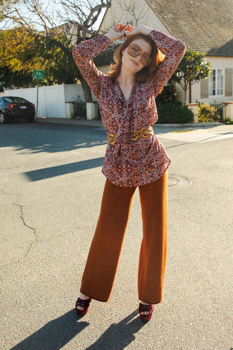 Anjelica Tie Front Blouse in Willoughby Pulse