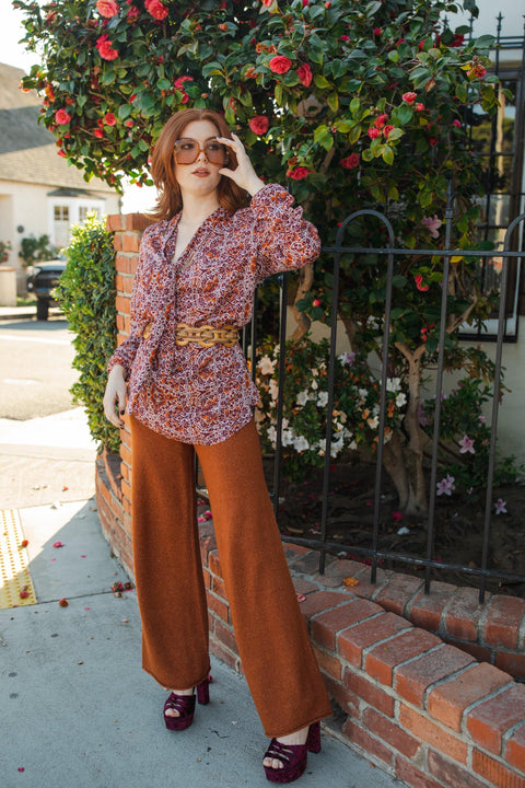Anjelica Tie Front Blouse in Willoughby Pulse