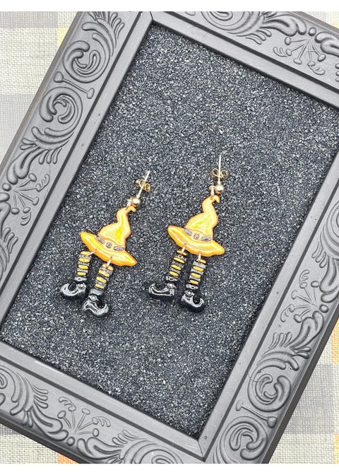 Salem Witch Hat Stockings Earrings