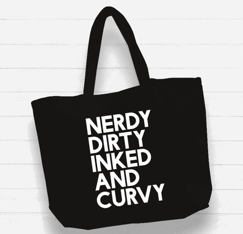 XL Beach Bag Tote - Nerdy, Dirty, Inked and Curvy
