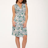 Teal & Grey Floral Wiggle Dress