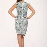 Teal & Grey Floral Wiggle Dress