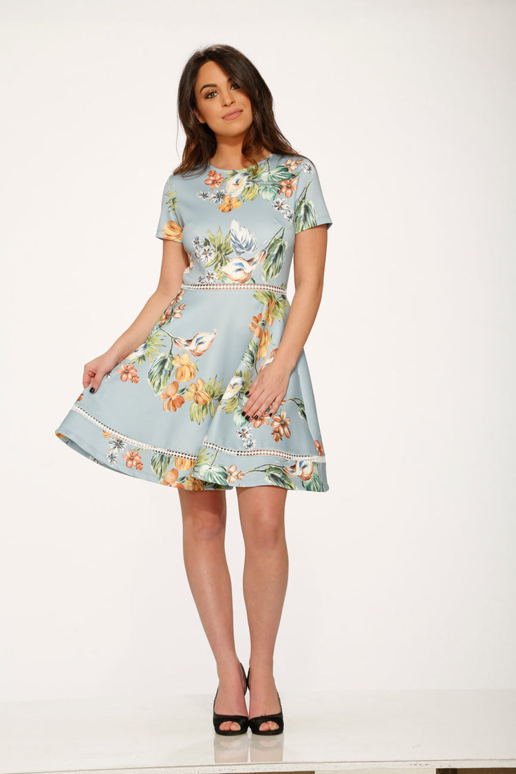 Mint Floral Swing Dress