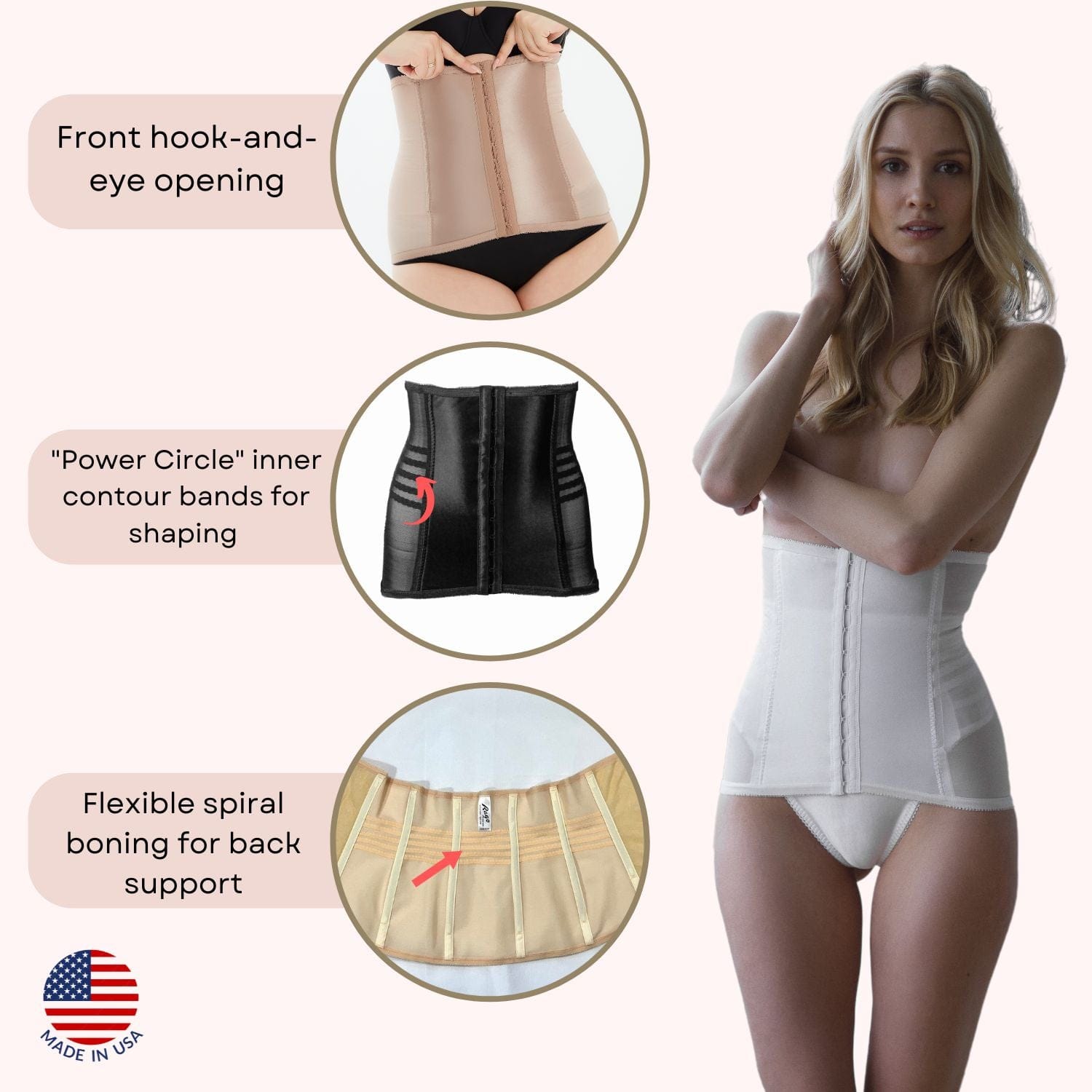 Shapette Powermesh Satin Panel Waist Cincher | Style 821