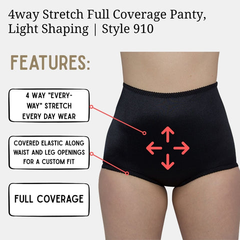 Style 910 | 4way Stretch Full Coverage Panty, Light Shaping