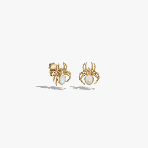 Moonstone Spider Stud Earrings