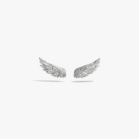 White Sapphire Wing Ear Climber Earring