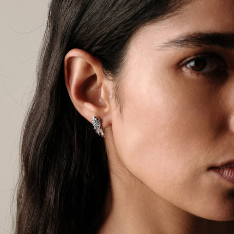 White Sapphire Wing Ear Climber Earring