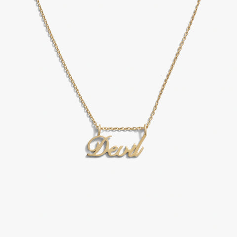 Devil Nameplate Necklace