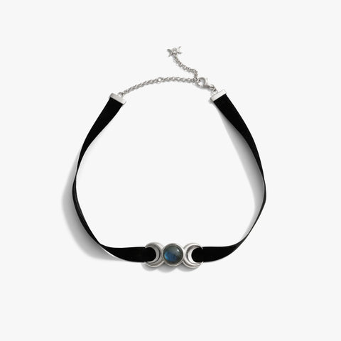Triple Moon Velvet Choker