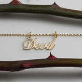 Devil Nameplate Necklace Sterling Silver