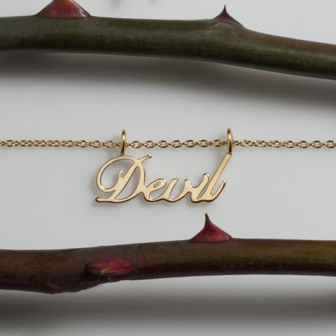 Devil Nameplate Necklace