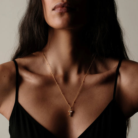 Mini Moonstone Key Necklace