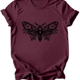 Floral Moth T-Shirt: Burgundy or Emerald