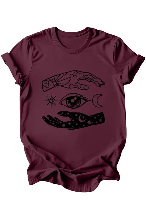 Celestial Hands T-Shirt: Burgundy or Emerald