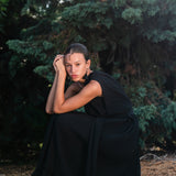 Tatjana One-Shoulder Maxi Dress in Black Diamond