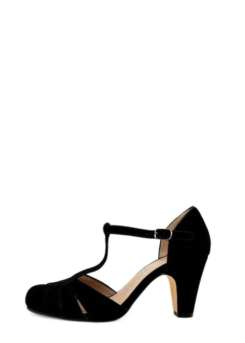 Mulberry Suede T-Strap Heels Black