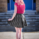 Retro Boat Neck Top in Hot Pink