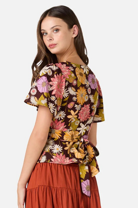 Leonie Floral Top with Tie Back