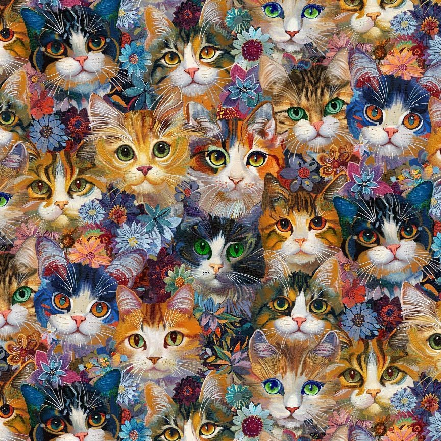 Retro Fit & Flare Dress Cats & Flowers