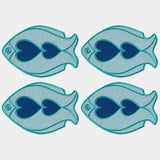 Octaevo Cocktail Coasters - Fish Light Blue (Set of 4)