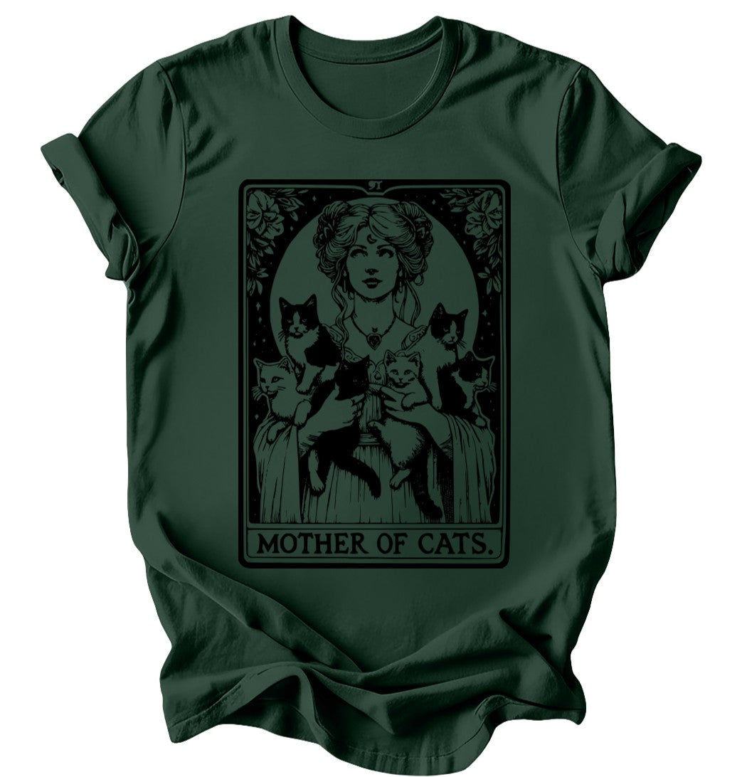 Mother of Cats Tarot T-Shirt: Burgundy or Emerald