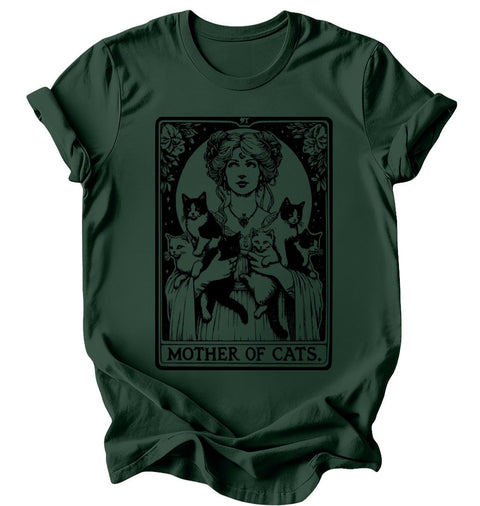 Mother of Cats Tarot T-Shirt: Burgundy or Emerald