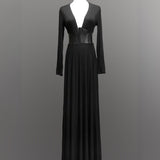 Blair - Jersey Maxi Dress with Vegan Leather Corset Waist