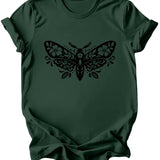 Floral Moth T-Shirt: Burgundy or Emerald