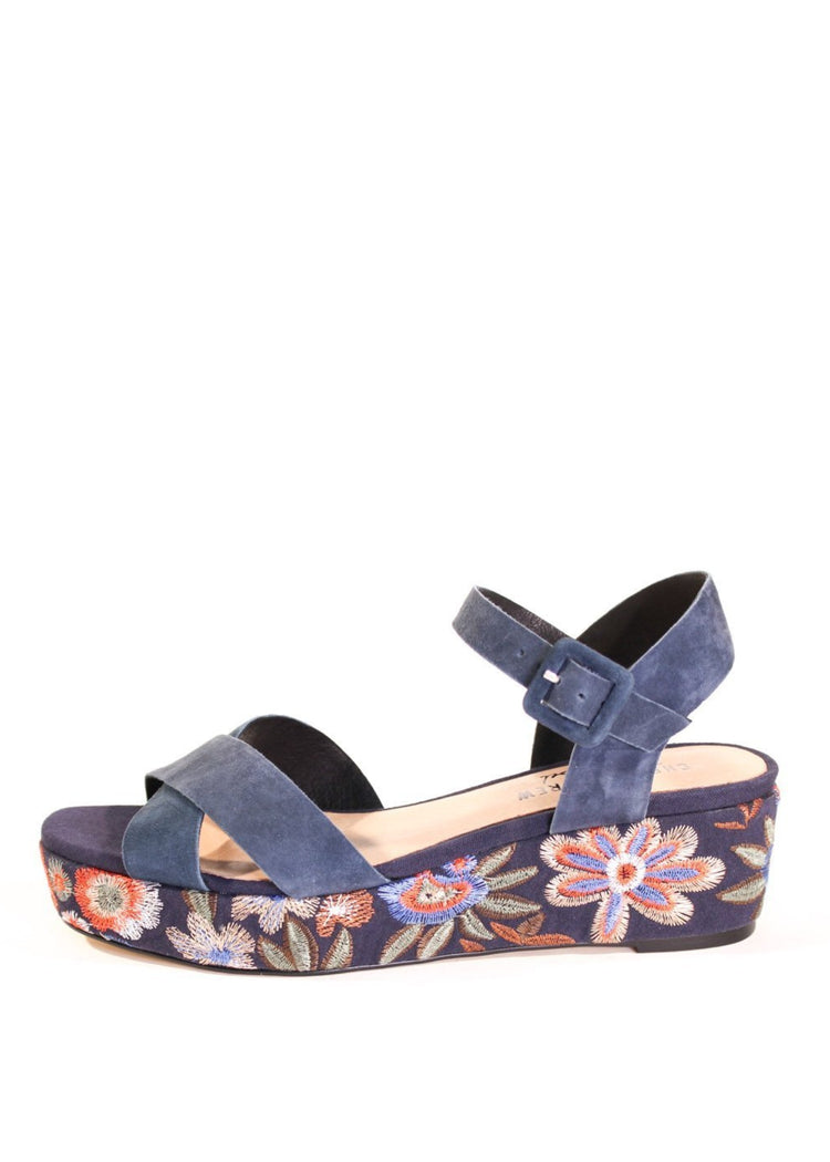 Fancy Embroidered Wedged Sandals
