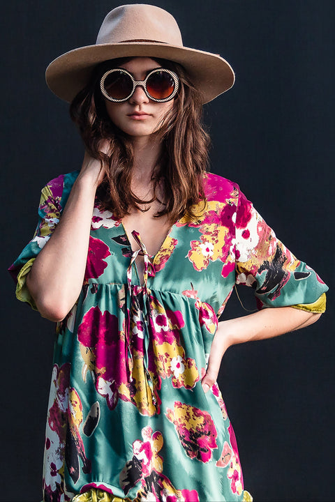 Ophelia Velvet Ruffle Maxi Dress in Fuchsia Fae