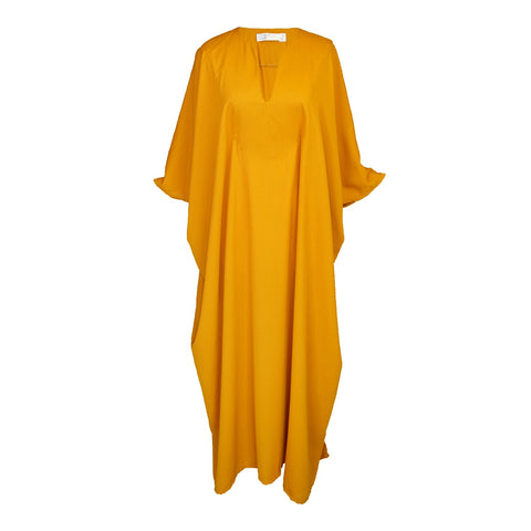 Talitha Cinched Waist Caftan in Saffron Sands
