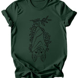 Floral Bat T-Shirt: Burgundy or Emerald