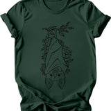 Floral Bat T-Shirt: Burgundy or Emerald