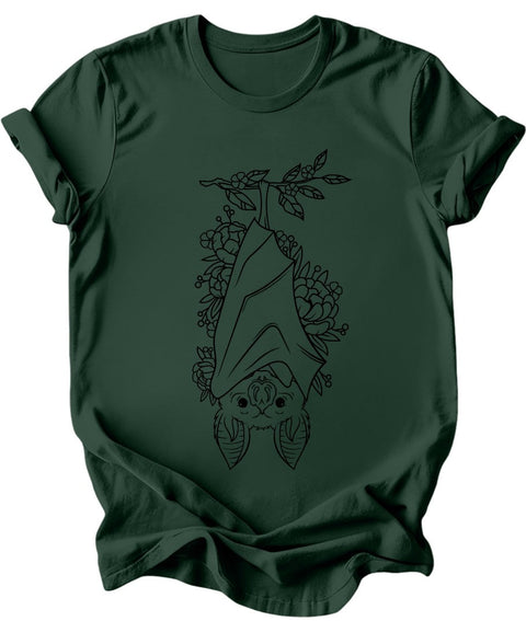 Floral Bat T-Shirt: Burgundy or Emerald