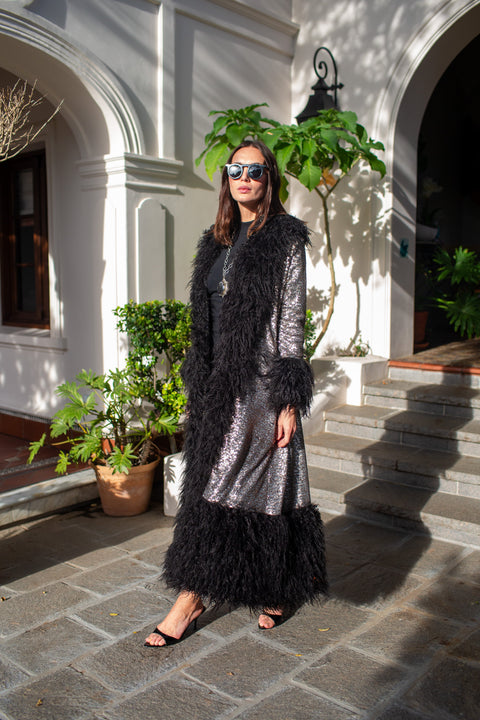 Penny Deluxe Buxom Gunmetal Faux Fur Jacket