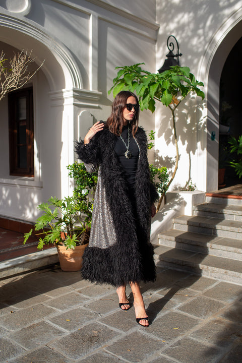 Penny Deluxe Buxom Gunmetal Faux Fur Jacket