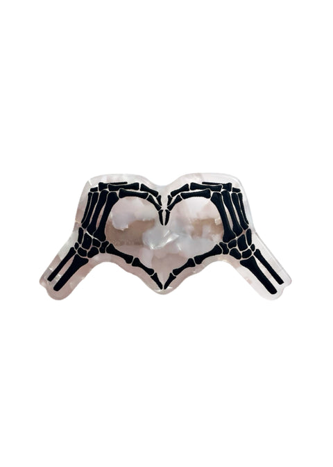 Skeleton Heart Hands Hair Clip