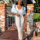 Ice Faux Fur Velvet Knot Stole